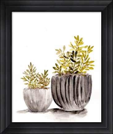 Framed Gray Potted Plants Print