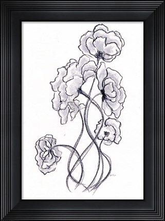 Framed Blossoming Gray I Print