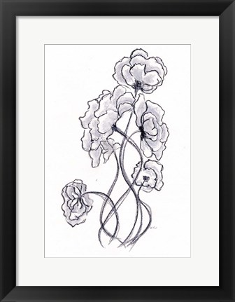 Framed Blossoming Gray I Print