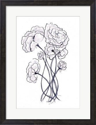 Framed Blossoming Gray II Print