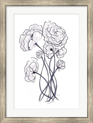 Framed Blossoming Gray II Print