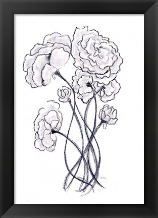 Framed Blossoming Gray II Print