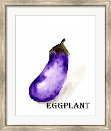 Framed Veggie Sketch VII-Eggplant Print