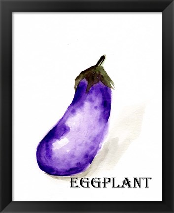 Framed Veggie Sketch VII-Eggplant Print