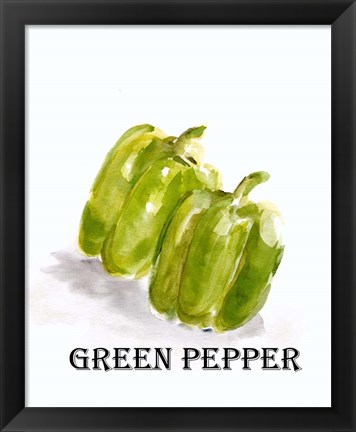 Framed Veggie Sketch VIII-Green Pepper Print