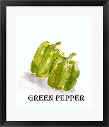 Framed Veggie Sketch VIII-Green Pepper Print