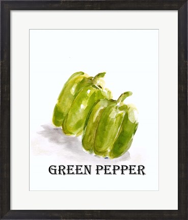 Framed Veggie Sketch VIII-Green Pepper Print