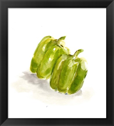 Framed Veggie Sketch plain VIII-Green Pepper Print