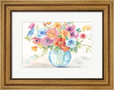 Framed Bright Poppies Vase Print