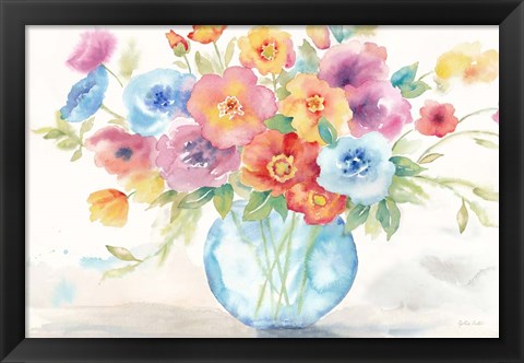 Framed Bright Poppies Vase Print