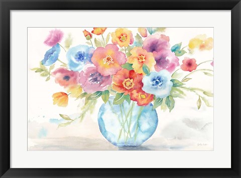 Framed Bright Poppies Vase Print