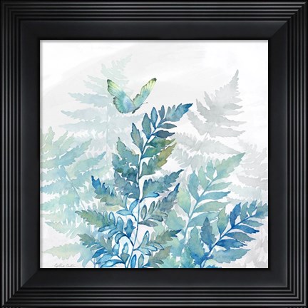 Framed Indigo Ferns I Print