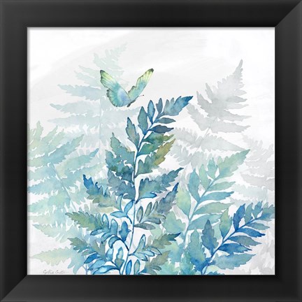 Framed Indigo Ferns I Print