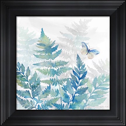 Framed Indigo Ferns II Print