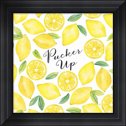 Framed Fresh Fruit Sentiment V-Pucker Up Print