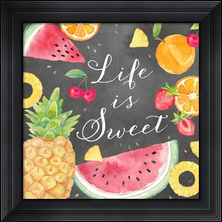 Framed Fresh Fruit Sentiment black I-Sweet Print