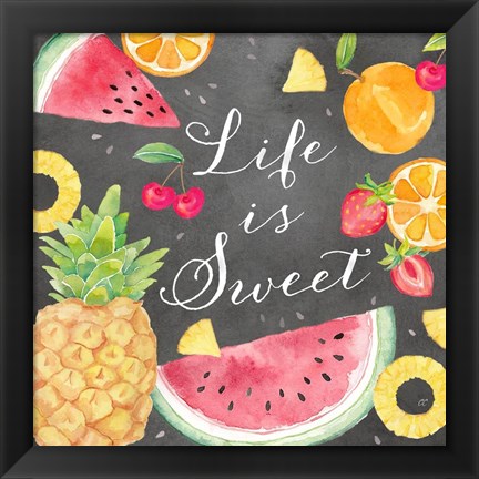 Framed Fresh Fruit Sentiment black I-Sweet Print