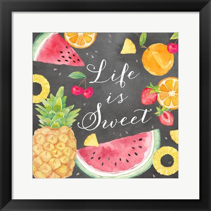 Framed Fresh Fruit Sentiment black I-Sweet Print