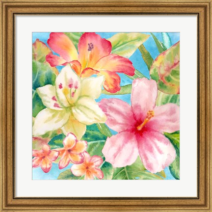 Framed Tropical Island Florals square Print