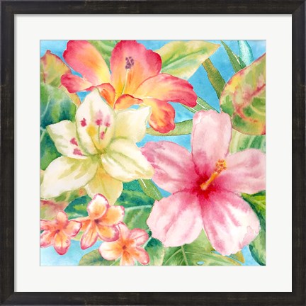 Framed Tropical Island Florals square Print
