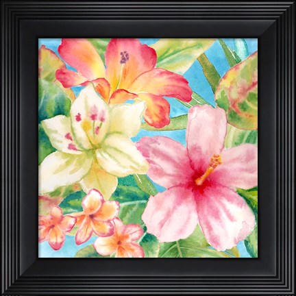 Framed Tropical Island Florals square Print