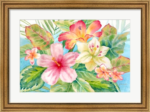 Framed Tropical Island Florals landscape Print
