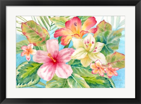 Framed Tropical Island Florals landscape Print