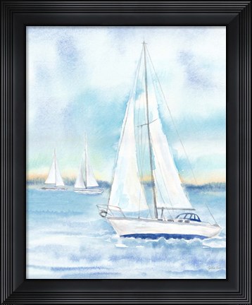 Framed East Coast Lighthouse sailboat panel II Print