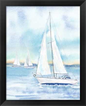 Framed East Coast Lighthouse sailboat panel II Print