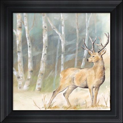 Framed Woodland Reflections III-Deer Print