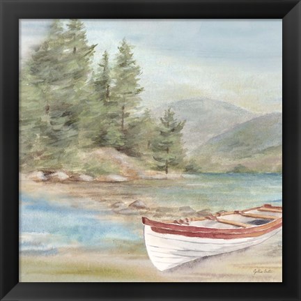 Framed Woodland Reflections VI-Rowboat Print
