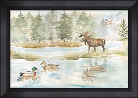 Framed Woodland Reflections landscape II Print