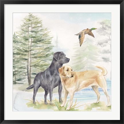 Framed Woodland Dogs I Print