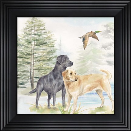 Framed Woodland Dogs I Print