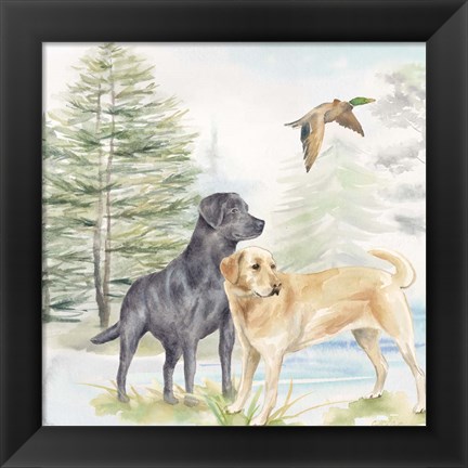 Framed Woodland Dogs I Print