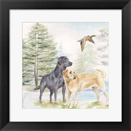 Framed Woodland Dogs I Print