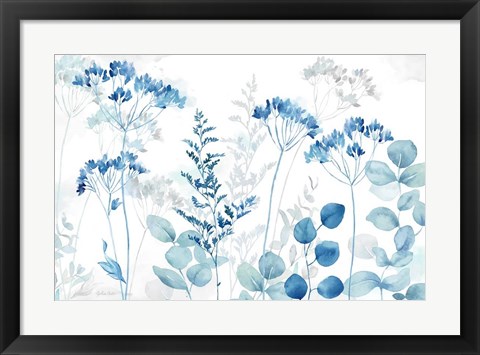 Framed Botanical Landscape Indigo Print