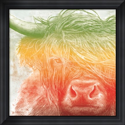 Framed Norwegian Bison rainbow Print