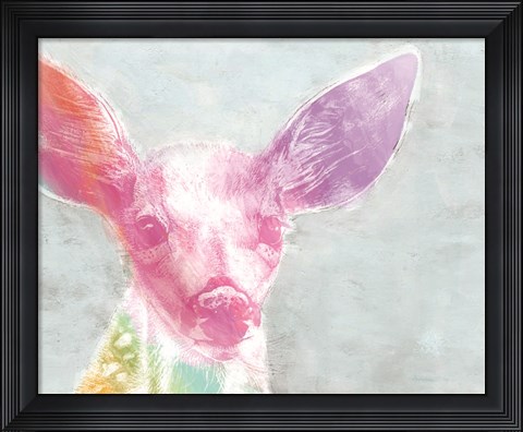 Framed Portrait of a Fawn rainbow Print