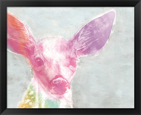 Framed Portrait of a Fawn rainbow Print