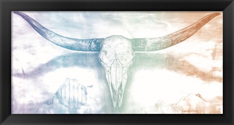 Framed Longhorn II rainbow Print