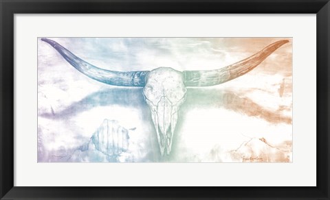 Framed Longhorn II rainbow Print