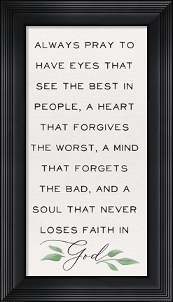 Framed Inspirational Life panel I-Always Pray Print