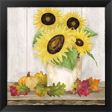 Framed Fall Sunflowers I Print