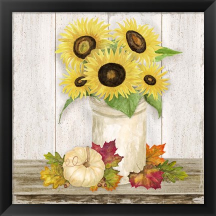 Framed Fall Sunflowers III Print