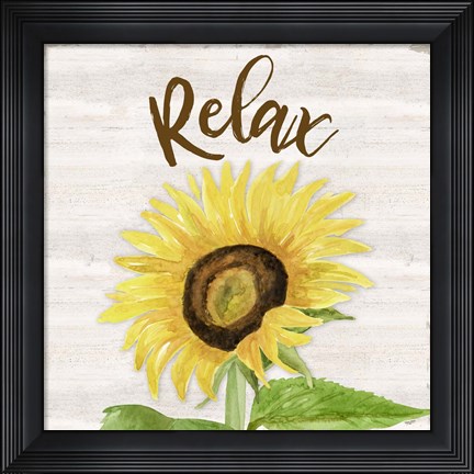 Framed Fall Sunflower Sentiment III-Relax Print