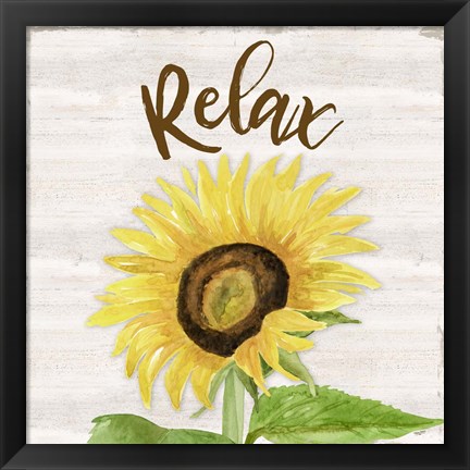 Framed Fall Sunflower Sentiment III-Relax Print