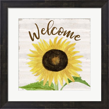 Framed Fall Sunflower Sentiment IV-Welcome Print