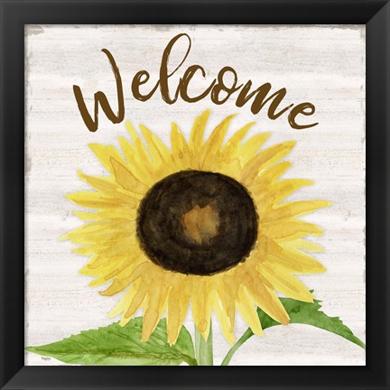 Framed Fall Sunflower Sentiment IV-Welcome Print