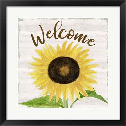 Framed Fall Sunflower Sentiment IV-Welcome Print